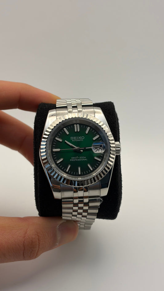 Datejust Green Ombre Seiko Mod — Détail cadran