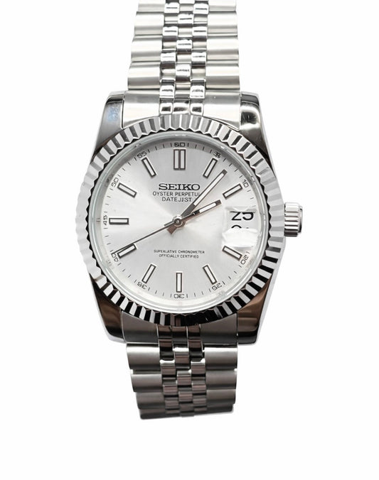 Datejust White Dial Seiko Mod — Vue de face