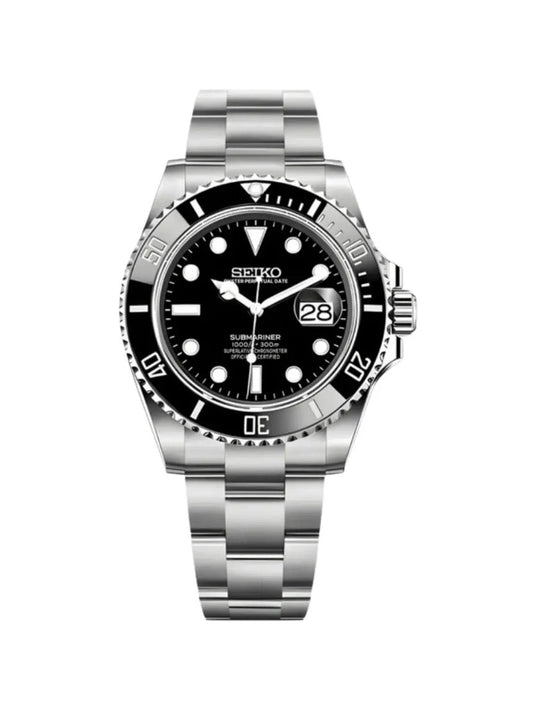 Submariner Black Seiko Mod — Vue de face