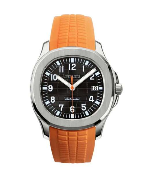 Orange & Black Aquanaut Seiko Mod — Vue de face