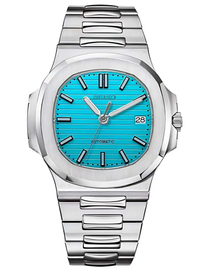 Nautilus Tiffany Blue Dial Seiko Mod — Vue de face