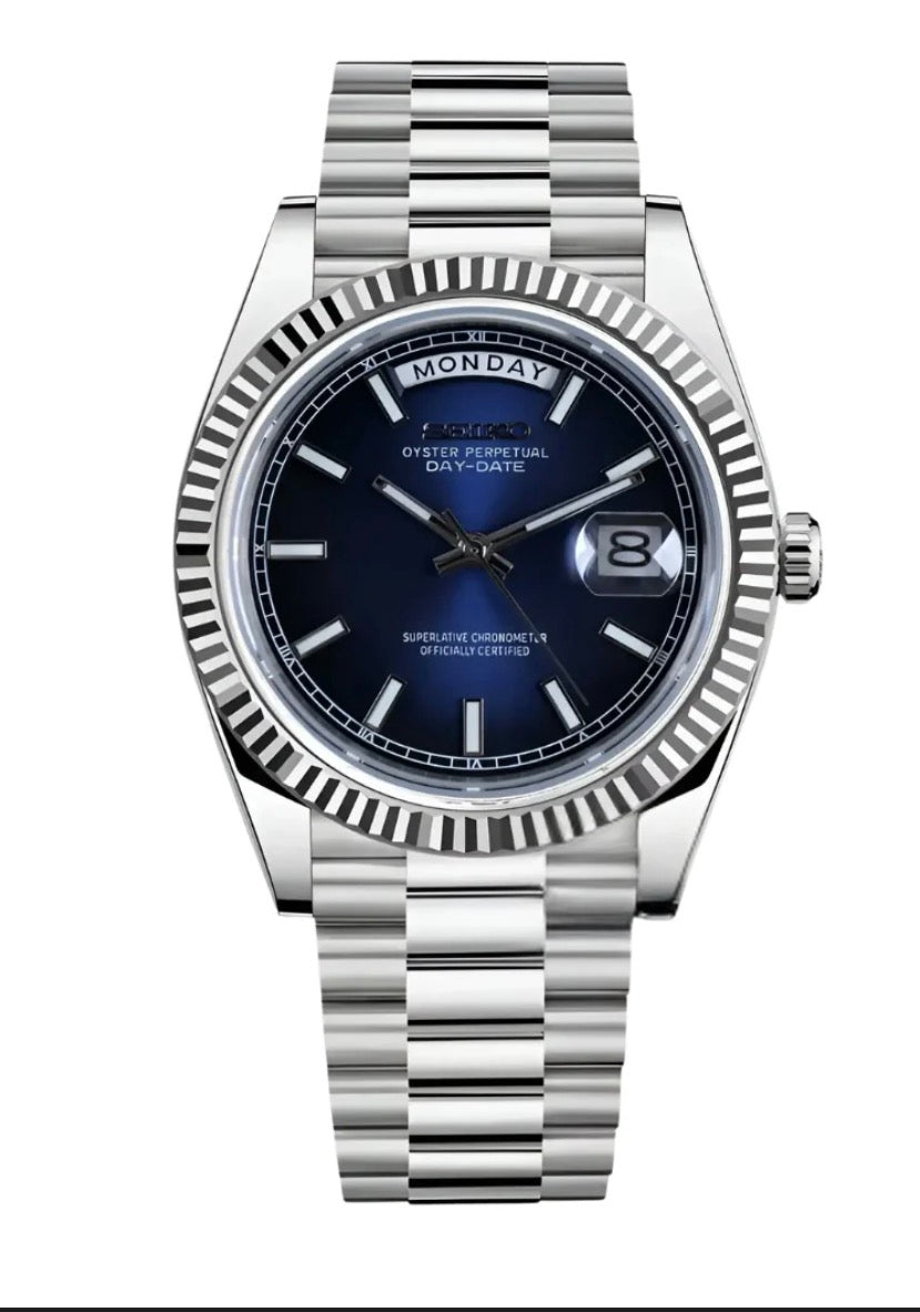 Daydate Midnight Blue Seiko Mod — Vue de face