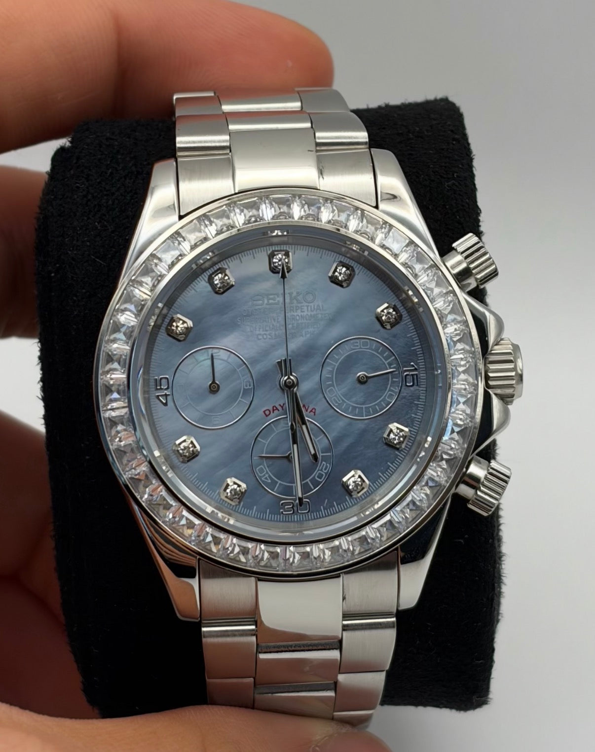 Daytona Mother of Pearl Seiko Mod — Vue de face