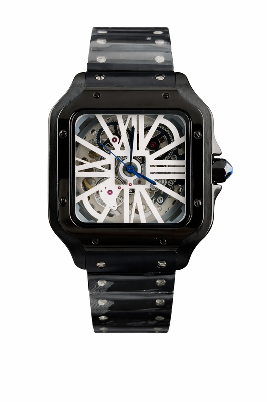 Santos Black White Skeleton Seiko Mod — Vue de face