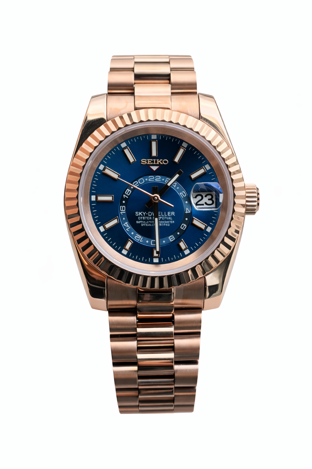Sky dweller Rose Gold & Blue Seiko Mod — Vue de face