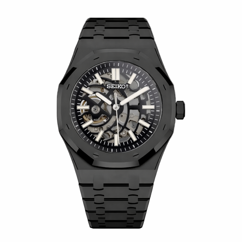 Royal Oak Black Skeleton Seiko Mod — Vue de face