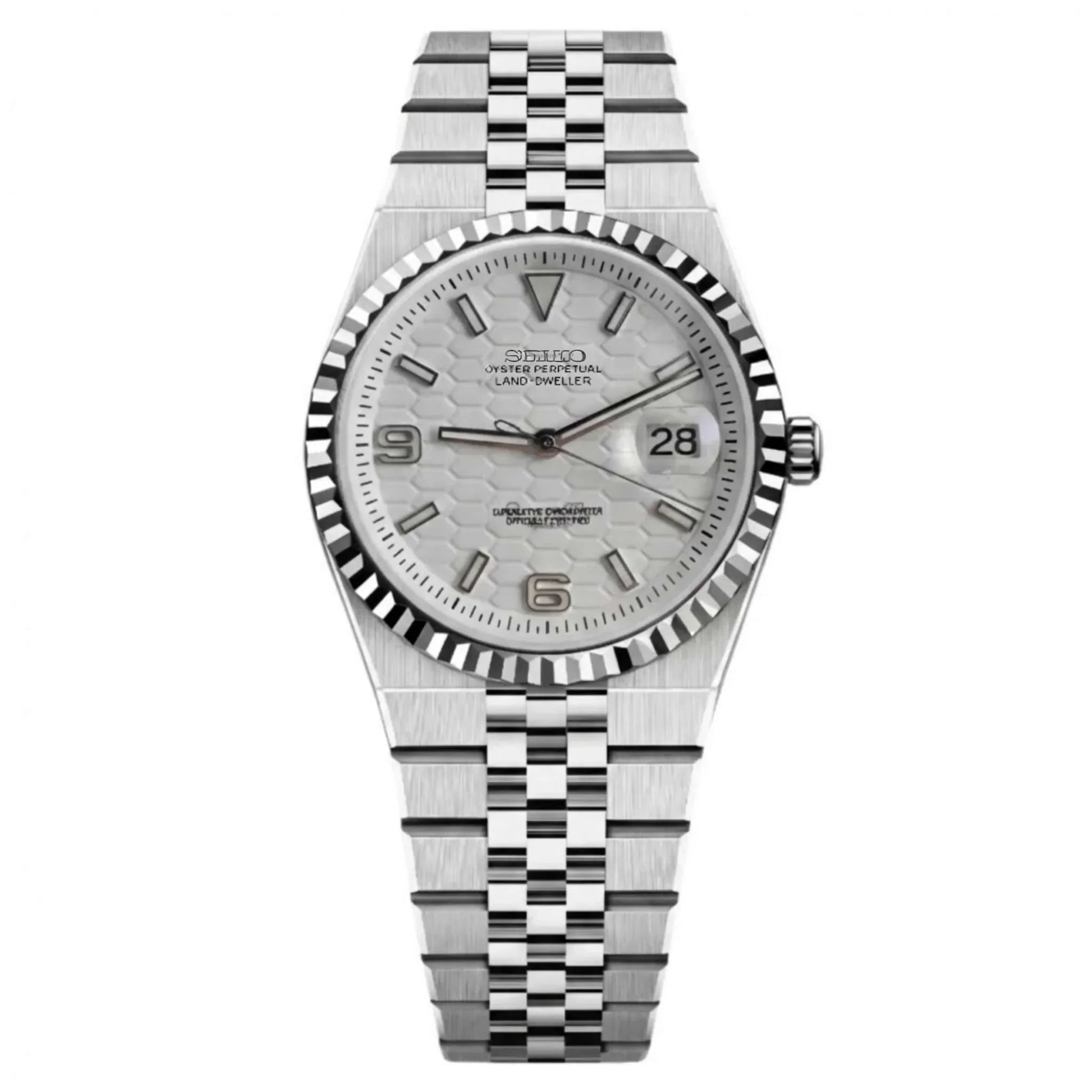 LandDweller White Dial Seiko Mod — Vue de face