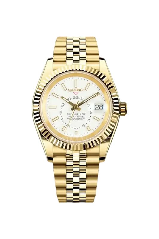 Skydwller Gold & White Seiko Mod — Vue de face
