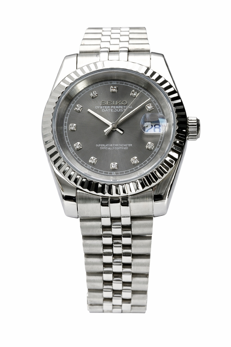 Seiko Mod Datejust Silver Diamond Dial