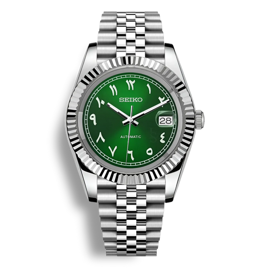 Datejust Green Arabic Dial Seiko Mod — Vue de face